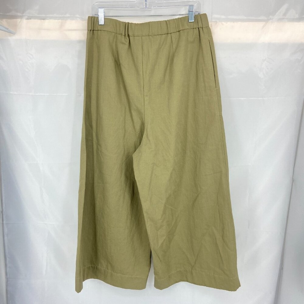Twenty Montreal Women L Ultra Wide Leg Pant Cropped Green Modern Trendy Baggy - Picture 4 of 12